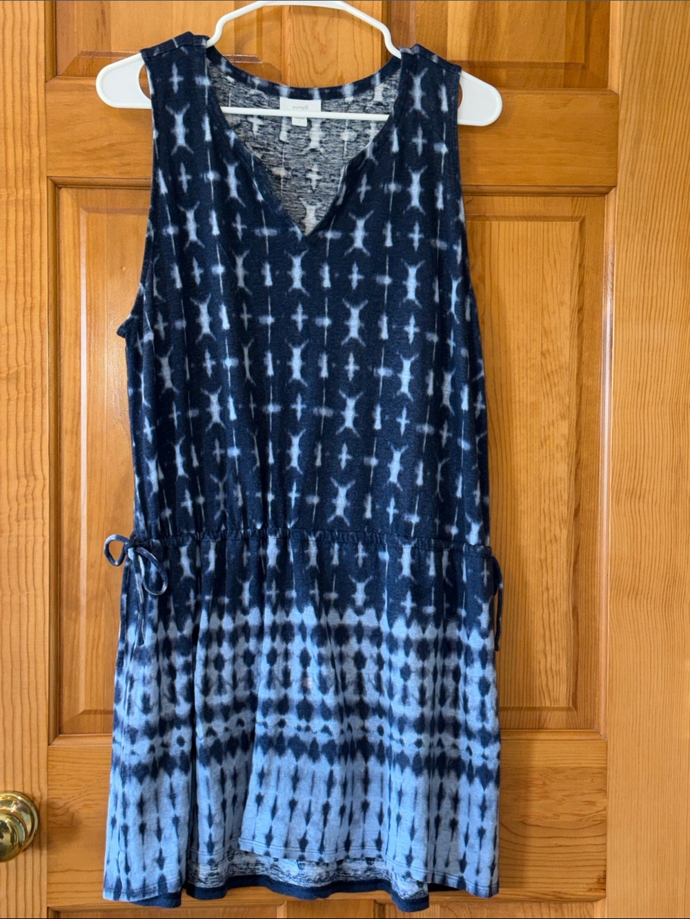 Purejill by J. Jill Navy & Light Blue Tie-Dye V-Neck Dress